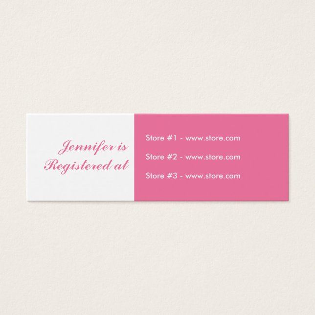 Stork Baby Shower Small Registry Card - Rosa Litet Visitkort (Framsidan)