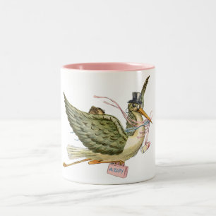 STORK BABY SHOWER Två-Tonad MUGG