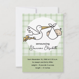 Stork Baby Tillkännagivande för födelse Meddelande