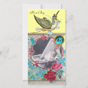 STORK BABYDOPP MONOGRAM, akvamarin Meddelande