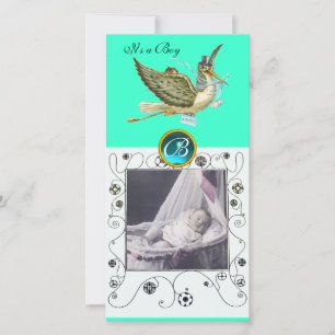 STORK BABYDOPP SVÄVAR MONOGRAM aquamarine Meddelande