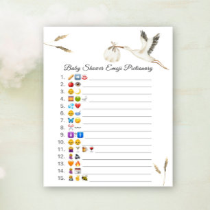 Stork babydusch emoji Pictionary-spel
