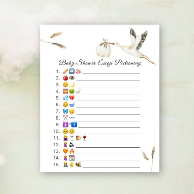 Stork babydusch emoji Pictionary-spel (Skapare uppladdad)