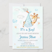 Stork babyduschinbjudan Giraffe party inbjudan
