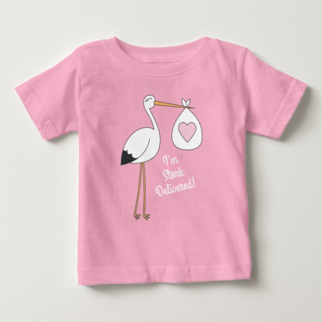 Stork Babykläder Rosa Flickcute Tecknad T Shirt (Framsida)