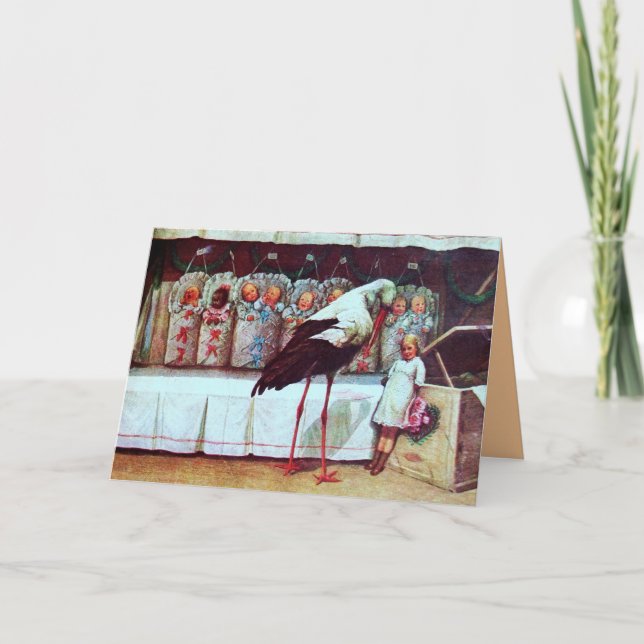 STORK BABYSHOWER Nya barn Tack Kort (Framsida)