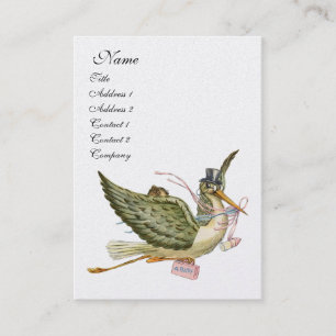 STORK BABYSHOWER, Rosa Vit Pärlemor Papper Visitkort