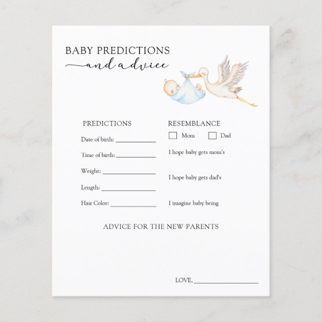 Stork Bebis Pojke Råd och Förutsägelser (Framsida)