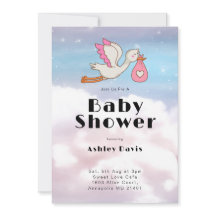 Stork Bird Himlar och Cloud Baby Shower