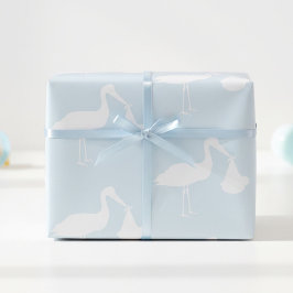 Stork Blå Bebis Bebis Shower Presentpapper