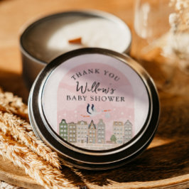 Stork Boho Baby Shower Baby Sprinkle Tack Runt Klistermärke