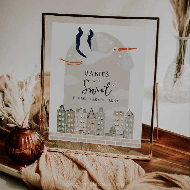 Stork Boho Baby Shower Spädbarn är sötfavoriter (Boho Baby Shower Stork)