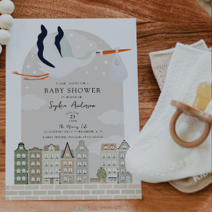 Stork Boho Baby Shower Speciell Delivery Sprinkle Inbjudningar