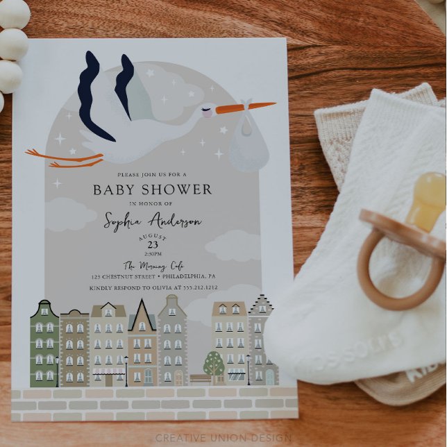 Stork Boho Baby Shower Speciell Delivery Sprinkle Inbjudningar (Boho Baby Shower Stork)