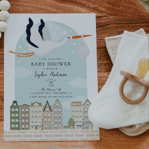 Stork Boho Baby Shower Speciell Delivery Sprinkle Inbjudningar