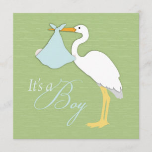 Stork Boy Baby Shower Inbjudningsruta Inbjudningar