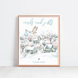 Stork Boy Winter Baby Shower Cards & Gifts Sign Poster
