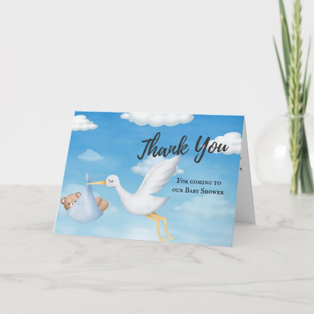 Stork Boys Tack Baby Shower Card (Framsida)