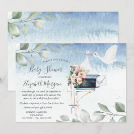 Stork Brevlåda Leverans Baby Shower Per Post Inbjudningar
