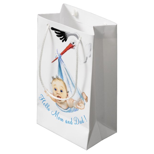Stork Carriage Baby Funny Gift Bag - Anpassningsba (Framsidan Vinklad)