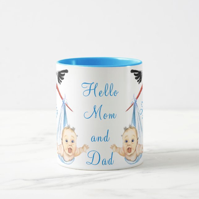 Stork Carriage Baby Mugg Gift - Roligt (Center)