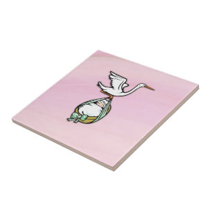 Stork Carries a Flicka Kakelplatta