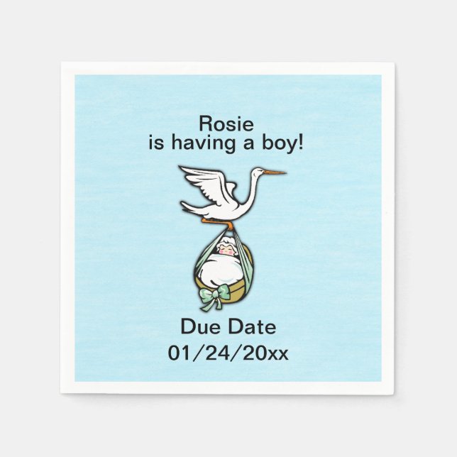 Stork Carries a Pojke Pappersservett (Framsidan)