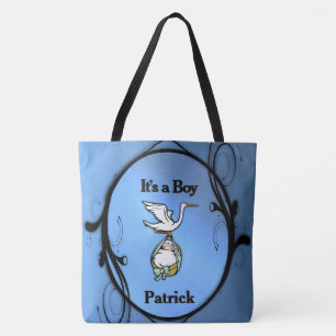 Stork Carries a Pojke Tygkasse