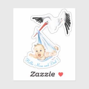 Stork Carshing Baby Funny Sticker-Tecknad, målning Klistermärken