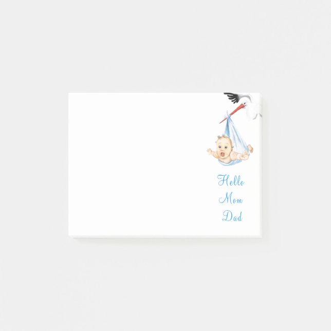 Stork Carshing Baby - Tecknad Sweet Funny Hej Post-it Block (Framsida)
