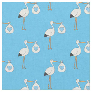 Stork Cute Baby Nursery Blue Boy Tyg