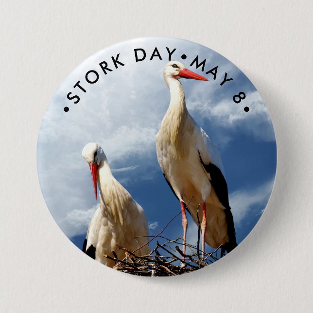Stork Day, vit stork Knapp (Framsida)