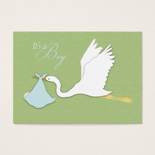 Stork Delivers Boy-tackkort Visitkort (Framsidan)