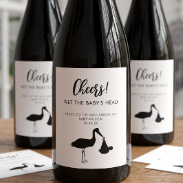 Stork Delivery Cheers to Nyfödd bebis Vin Label Vinflaska Etikett
