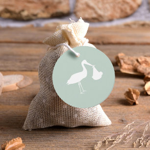 Stork Delivery Gender Neutral Sage Baby Shower Gåvor Etiketter