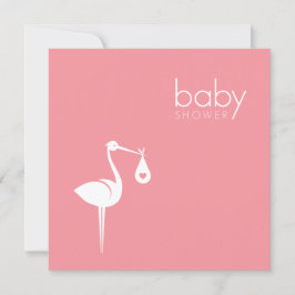 Stork Delivery Girl Rosa Baby Shower-inbjudan Inbjudningar