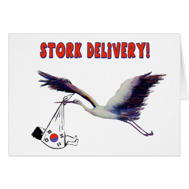 Stork Delivery! Koreansk adoptionsfödelsedag Hälsningskort (Framsidan Horizontal)