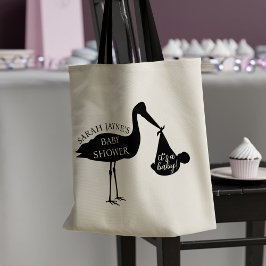 Stork Delivery Parent Namn Baby Shower Tote Bag Tygkasse
