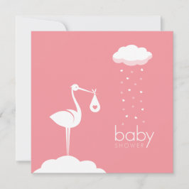 Stork Delivery Rosa Baby Shower Inbjudningar