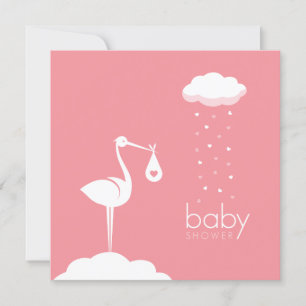 Stork Delivery Rosa Baby Shower Inbjudningar
