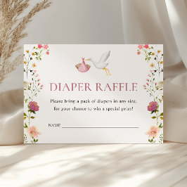 Stork Delivery Rosa Baby Shower Raffle Tilläggskort
