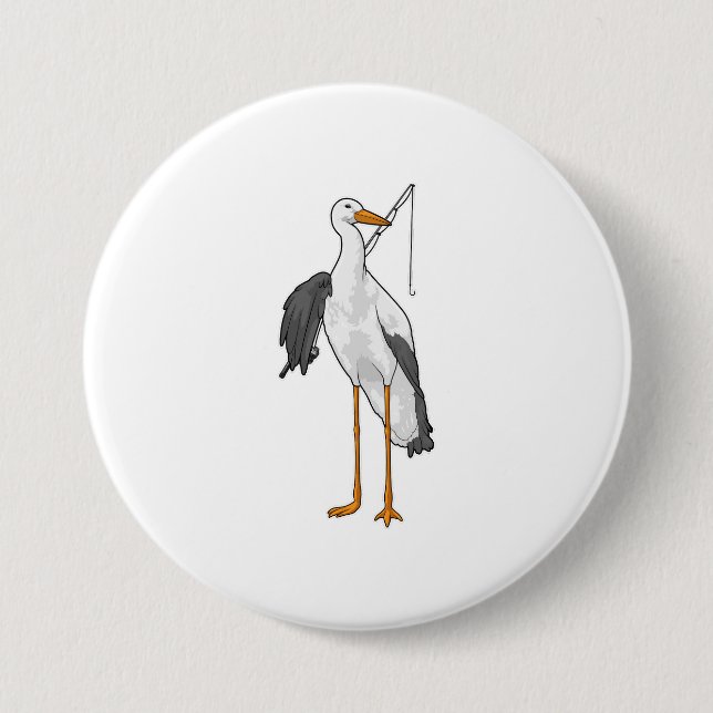 Stork Fishing Fisher Fishing Rod Knapp (Framsida)