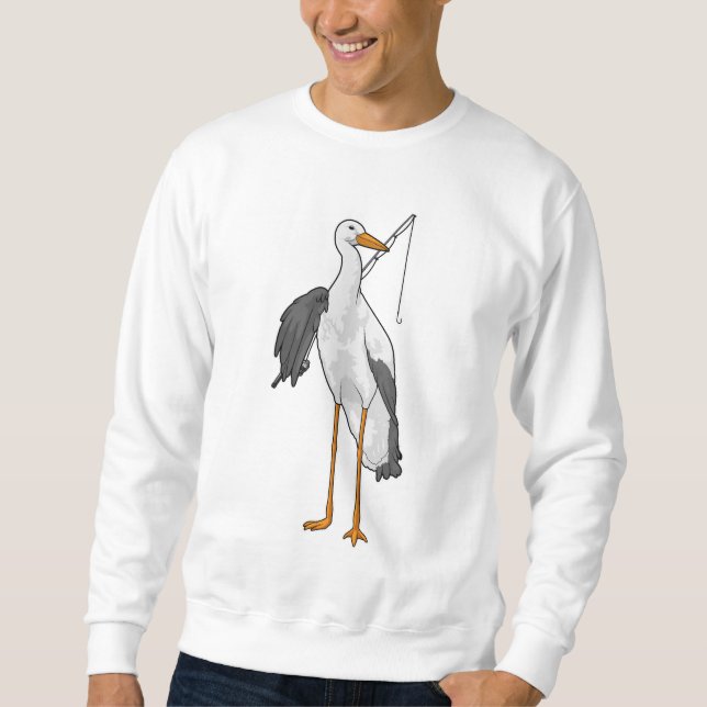 Stork Fishing Fisher Fishing Rod Lång Ärmad Tröja (Framsida)