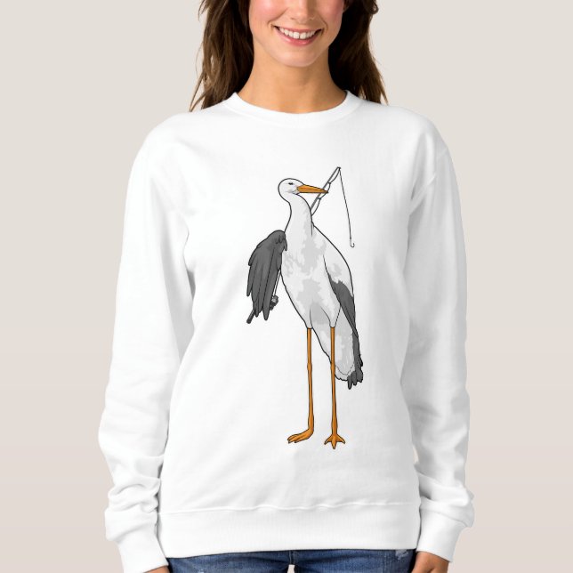 Stork Fishing Fisher Fishing Rod T Shirt (Framsida)
