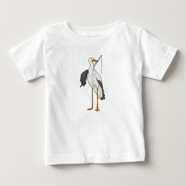Stork Fishing Fisher Fishing Rod T Shirt (Framsida)