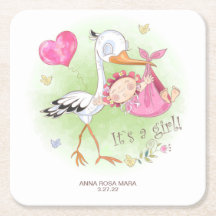 *~* Stork Flicka Heart Flowers Baby Shower