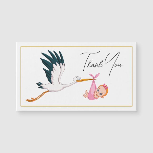 Stork Flicka med Elegant Script Tack (Framsida)