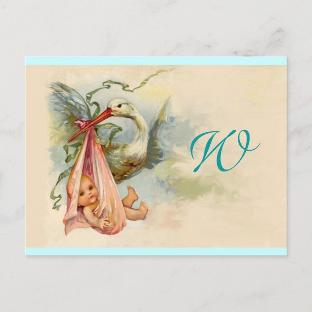 STORK FLICKA SHOWER 2 INBJUDAN VYKORT (Framsida)