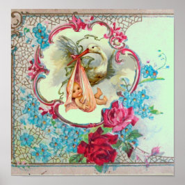 STORK FLICKA SHOWER Grönt Poster