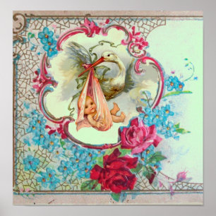 STORK FLICKA SHOWER Grönt Poster